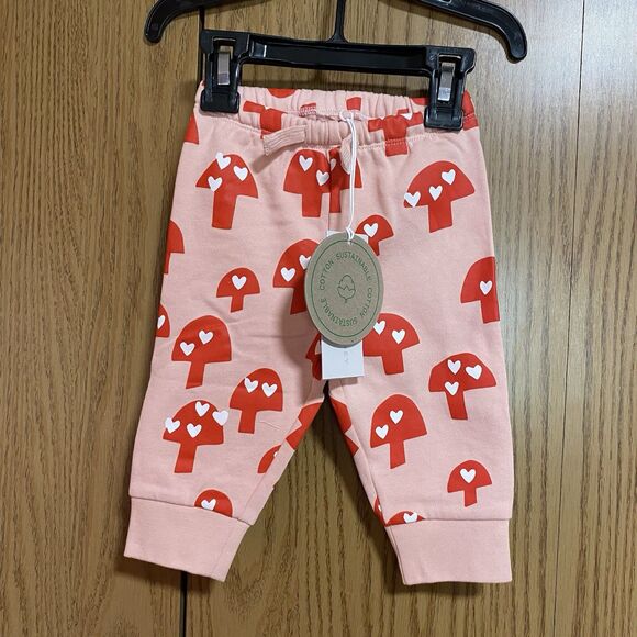 NWT Stella McCartney 9 Months Baby Girl Mushroom Fleece Lined Sweatpants - Picture 1 of 4